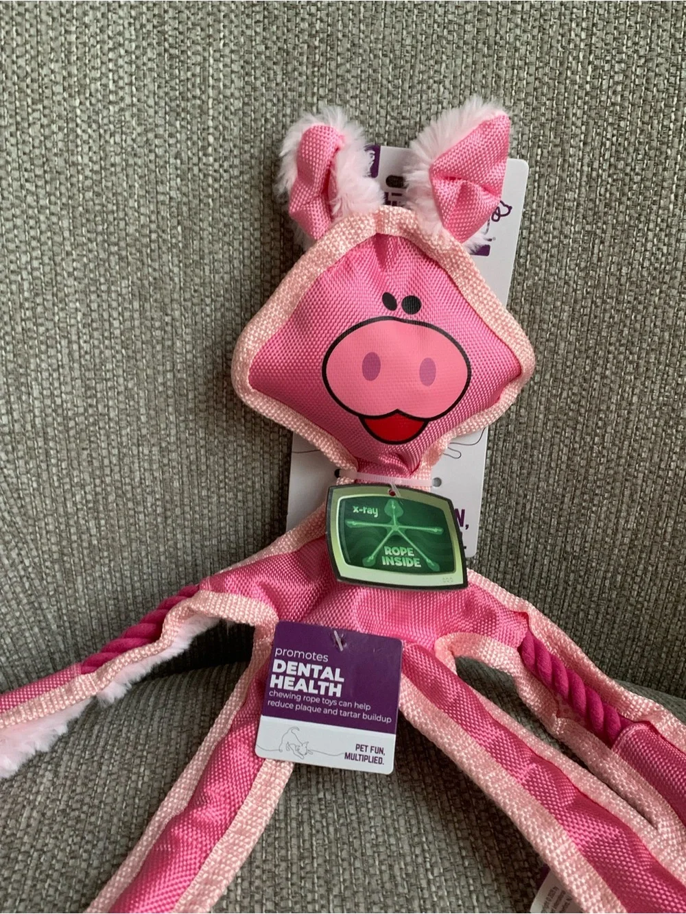 MultiPet Pink Pig Chewy Dog Rope Toy